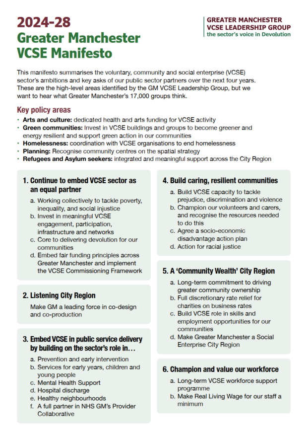 Image of the Greater Manchester VCSE Manifesto Draft