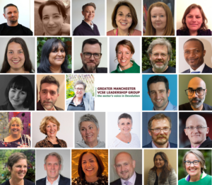 A mosaic of headshot photos of the Leadership Group members
